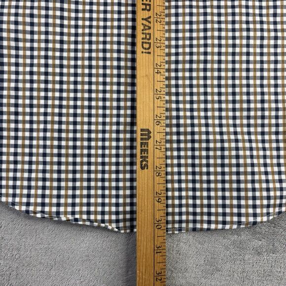 Perry Ellis Shirt Mens Medium Blue Brown‎ Check Long Sleeve 100% Cotton - Picture 9 of 12